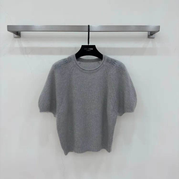 JIAYE CHAN圆领宽松薄款泡泡袖毛针织衫