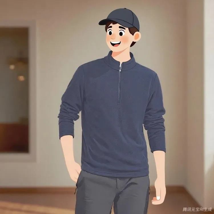 某红某豆半拉链卫衣男款秋冬季打底衫长袖套头衫立领高弹力上衣