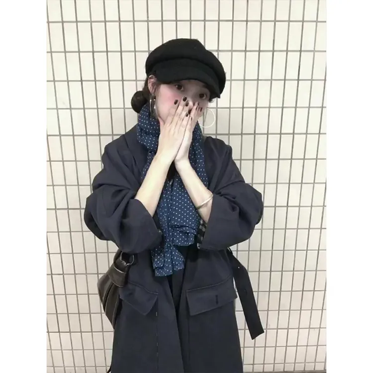 MARIE.COCO松弛感格纹拼接中长款外套女秋季新款阔腿休闲裤两件套