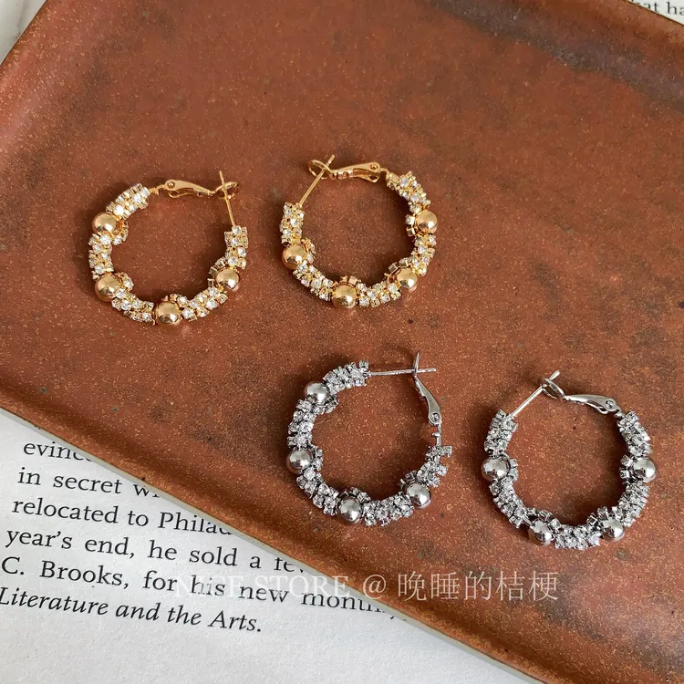 合金耳饰 晚睡的桔梗「硕果」日韩百搭编织耳环时尚气质小众耳圈女