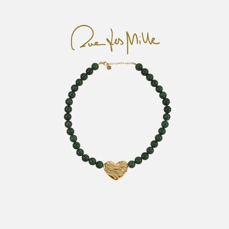 铜石英石吊坠 RuedesMille串珠爱心吊坠项链轻奢小众气质百搭