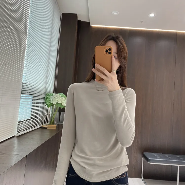 IMFLY金小金自制女装 莱赛尔T恤DYW9935秋冬半高领纯色百搭打底衫