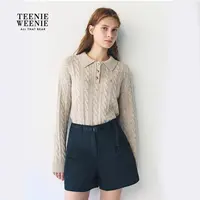*TeenieWeenie小熊女装毛针织衫25冬新气质POLO领毛衣TTKW254TC1E