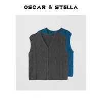 OSCAR&STELLA【麻花】时尚圆领休闲百搭针织无袖马甲 349-83010