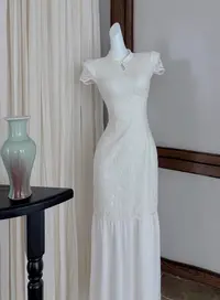 EIA一尧新中式国风【夏季收官福利款】珠片刺绣收腰旗袍连衣裙72779