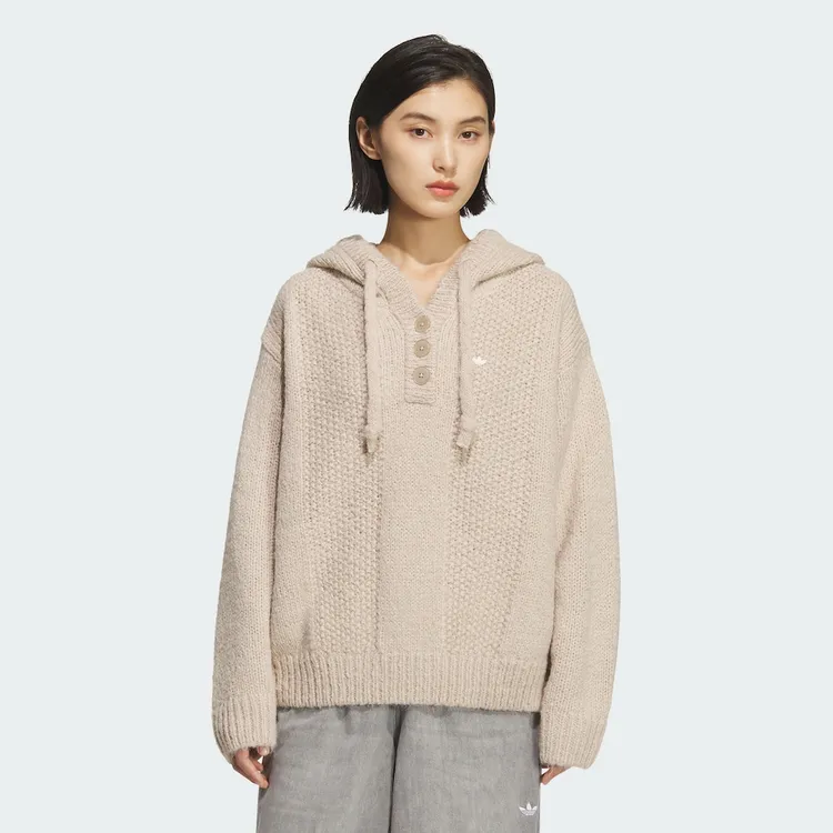 adidas/三叶草秋冬新款加厚针织连帽套头衫KS5968