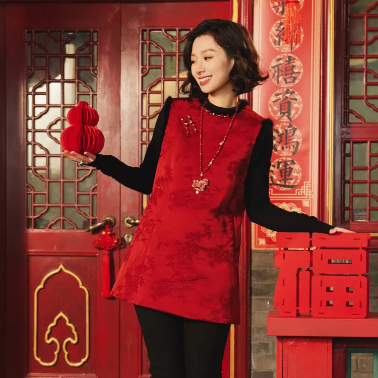 西子/拼水貂新中式马甲/CQHY0210