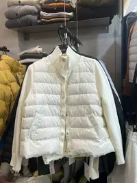 MAMIE【拼接羽羽】冬季韩系针织排骨立领设计保暖白鸭绒羽绒外套