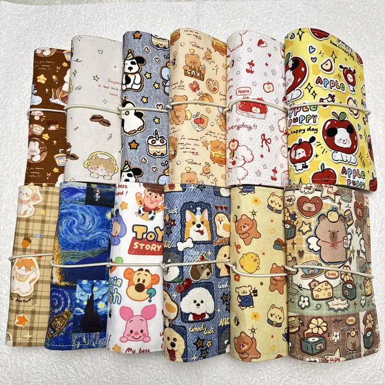 【卡通绑绳】布艺活页手账本笔记本便携拆卸存钱本子存钱夹钱册