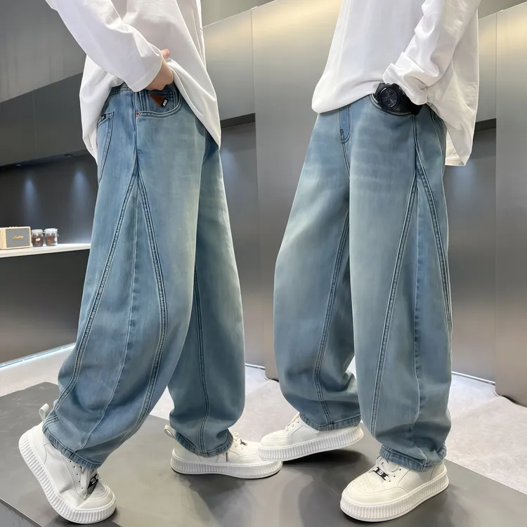 男童牛仔裤秋装2025新款儿童韩版宽松休闲裤子中大童男孩初中生