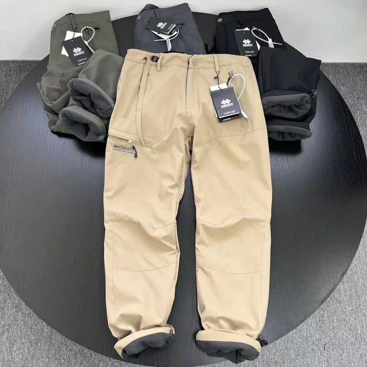 俄单户外 品质超好 男士加绒加厚户外防风防水冲锋裤工装休闲裤