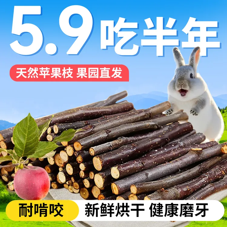 兔子磨牙神器苹果枝啃咬磨牙宠物侏儒兔玩具零食荷兰猪可食用木头