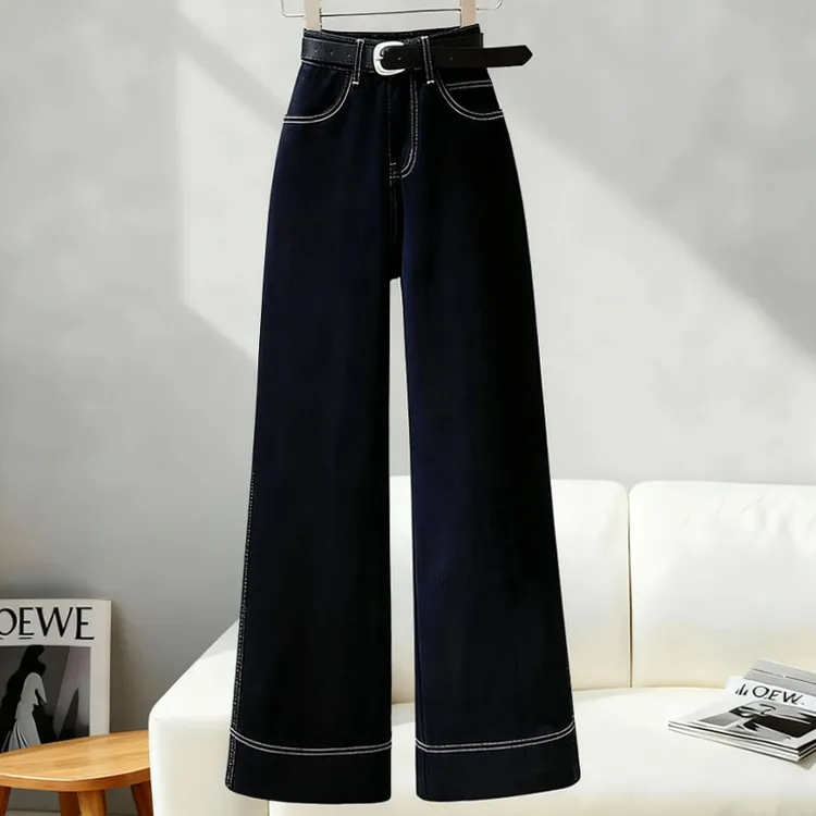 深色加厚直筒裤女2025新款秋冬高腰显瘦休闲裤今年流行的爆款裤子