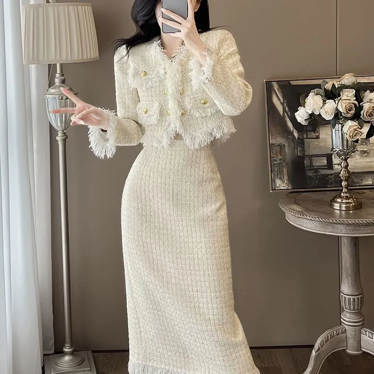 哥弟阿玛施正品秋季法式富家千金风半身裙两件套女高级感御姐短外