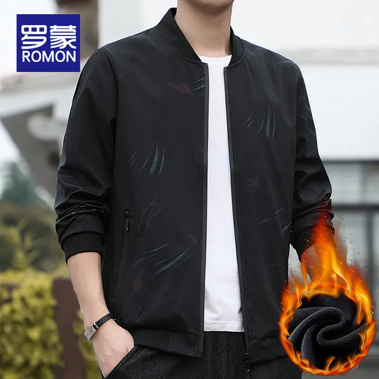 罗蒙男装加绒夹克秋冬款商务休闲外套男款2025新男士时尚上衣男