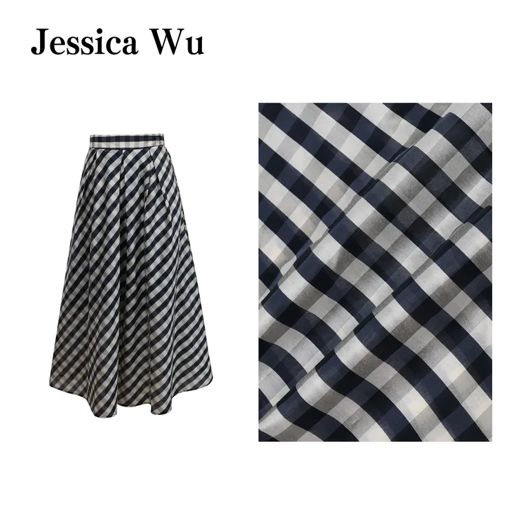 JESSICA WU优雅动人~经典格纹松弛感洋气百搭显瘦半身伞裙