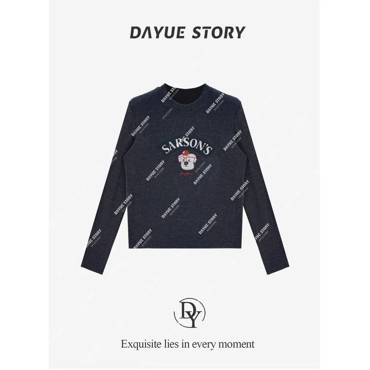 DAYUE【毛球】日常好穿~内里抓绒！高品秋冬韩版印花百搭显瘦长袖T恤