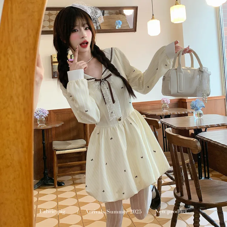 绵糖云朵 织物猪原创 miu系甜美风黄色无袖连衣裙女夏减龄花苞裙