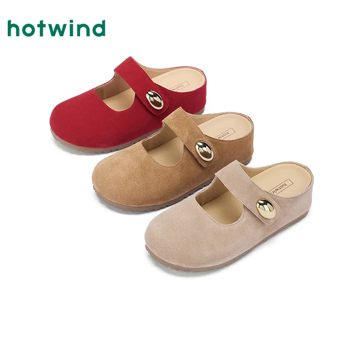 热风25年秋季新款女老钱风增高软底舒适玛丽珍勃肯半拖H15W25728