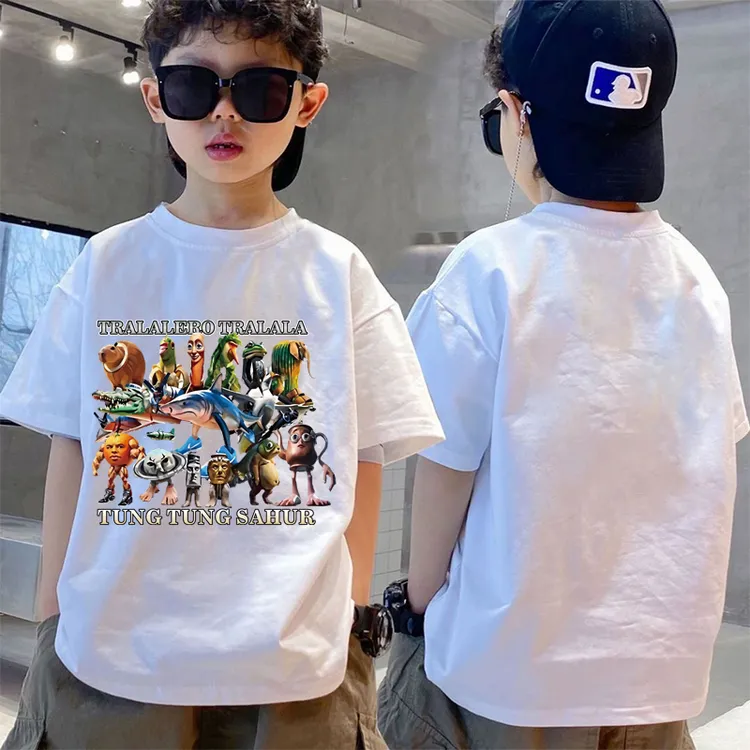 美国山海经卡通印花男童短袖圆领夏季T恤男女童短袖t恤夏装半袖