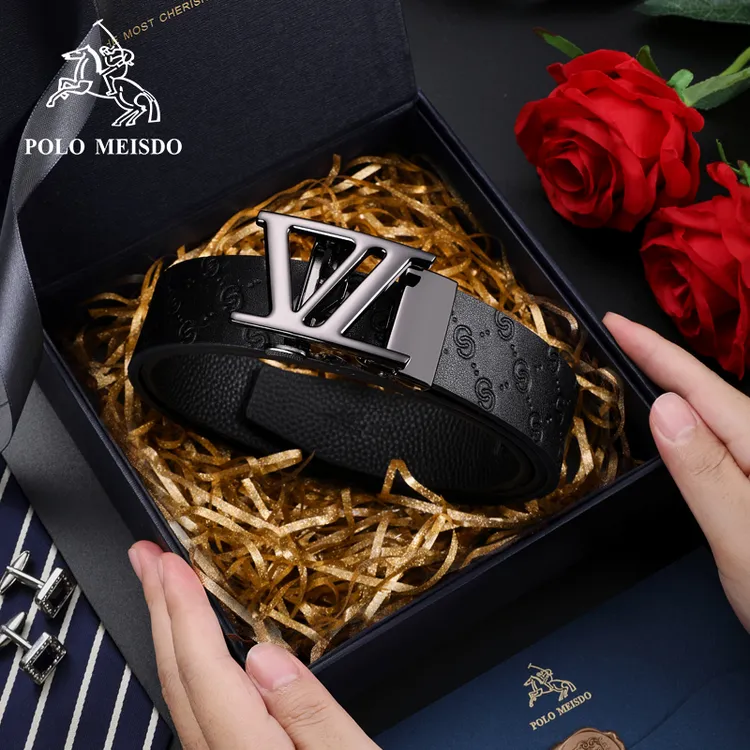 正品保罗美思得皮带男士真皮男款商务自动扣高档奢侈品牌腰带