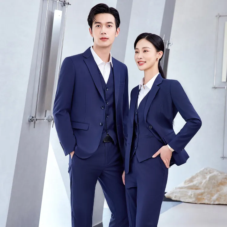 新款奇瑞风云汽车4S店工作服宝蓝色西服汽车男工装套装女销售套装