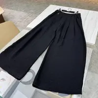 【青青】国风冠乐绉真丝花萝织花缎面松紧腰阔腿裤女D585