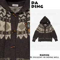 DADING 冬季新款加厚撞色毛衣开衫外套井251120A