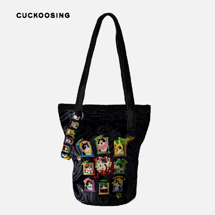 插画师原创x联名/猫的新装 大容量单肩斜跨女包小众文艺