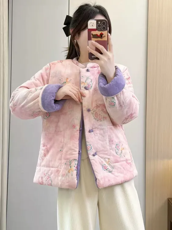 ZN 双面穿中式加厚小花袄