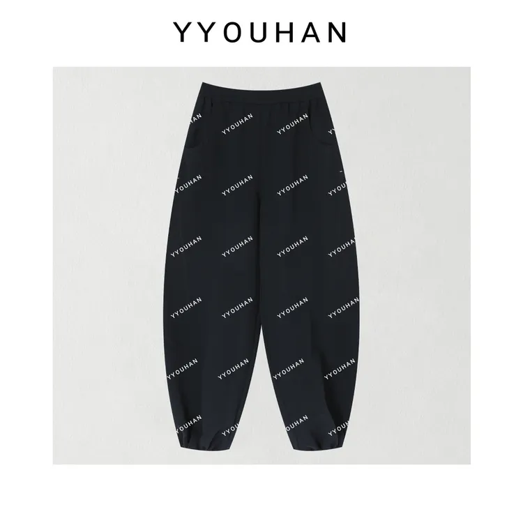 YYOUHAN 2025新款小众设计口袋明线刺绣百搭休闲卫裤 2508C4870