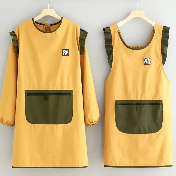 时尚防泼水长袖罩衣2025新款做饭围裙厨房家用防污工作服餐饮专用