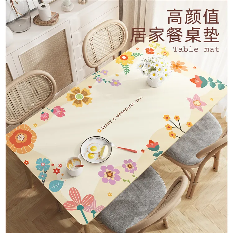 桌布防水防油免洗防烫家用皮革餐桌垫北欧简约长方形茶几桌垫台布