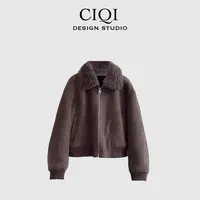 CIQI STUDIO【旷野漫步】秋冬加厚拼接翻领加绒拉链时尚外套My1620
