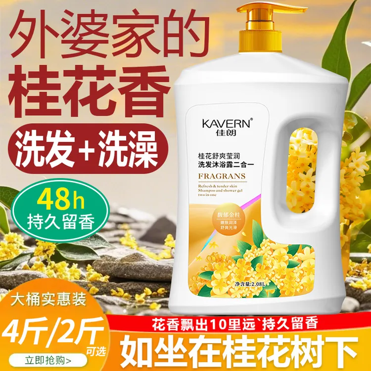 桂花洗发沐浴二合一沐浴露持久留香48小时去屑控油洗发水男女通用