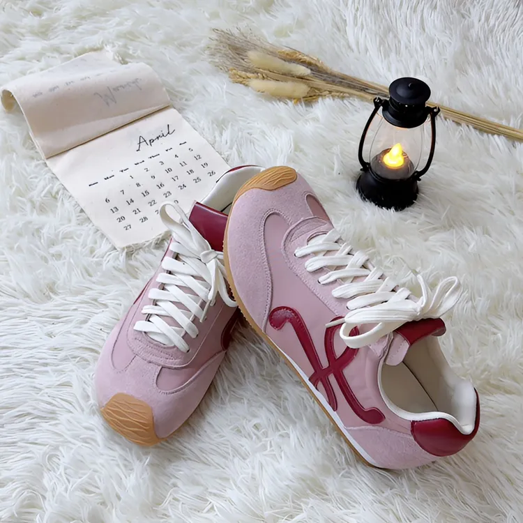 歪头德训鞋老爹鞋系带撞色浅口时尚休闲鞋休闲鞋训练鸳鸯鞋带