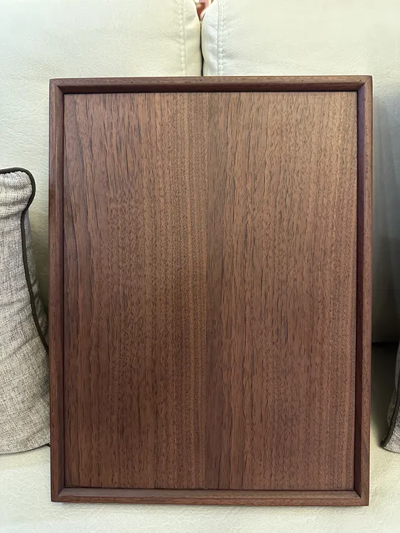 北美黑胡桃直纹贴皮欧松板骨格线柜门新中式复古简约