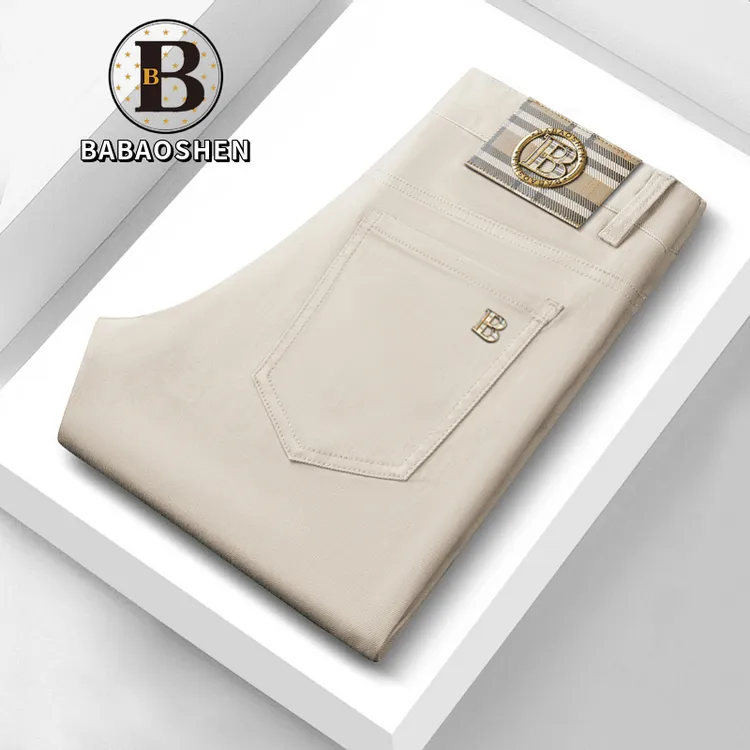 BABAOSHEN/巴宝绅牛仔裤男款夏季薄款男士修身直筒休闲裤弹力时尚