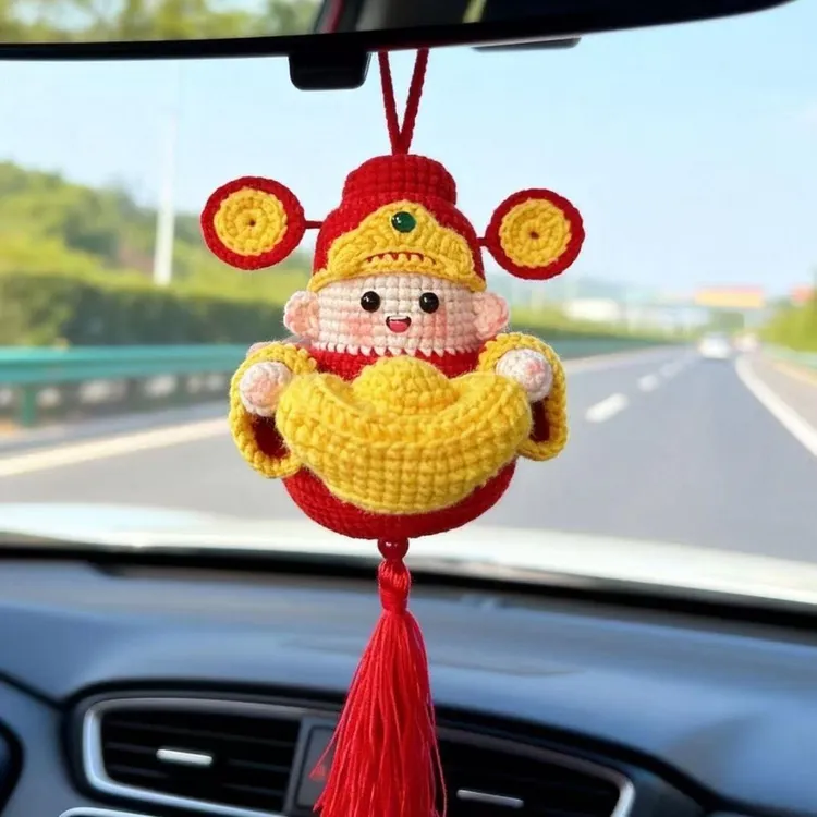 2026新款财神爷挂件毛线手工编织diy材料包钩针新年礼物打发时间