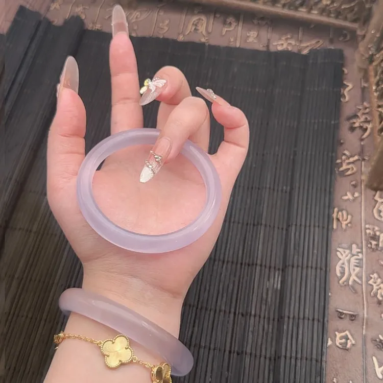 非金属玻璃手镯 芋泥啵啵紫玉手镯 高级冰透高级感猫眼玉镯气质镯