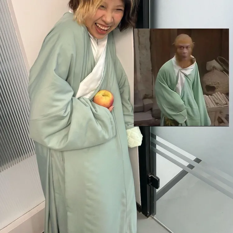 【能能】孙悟空绿色马喽睡袍长袍睡衣长衫猴哥冬季家居服搞怪抽象