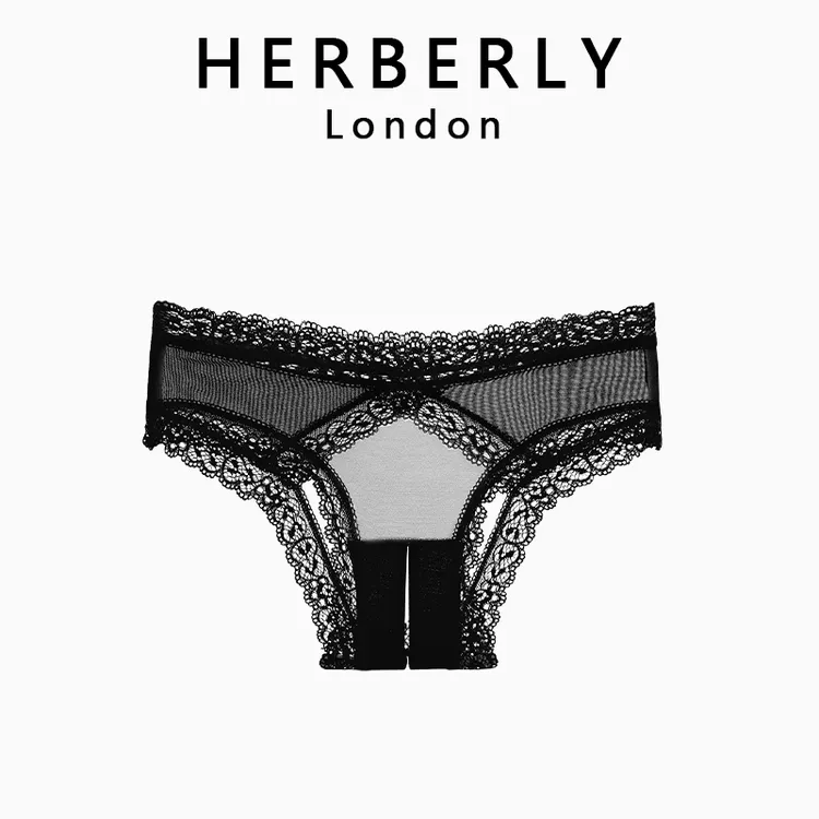 英国 HERBERRY 性感纯欲女生超薄可撕透视网纱内裤透气纯色三角裤