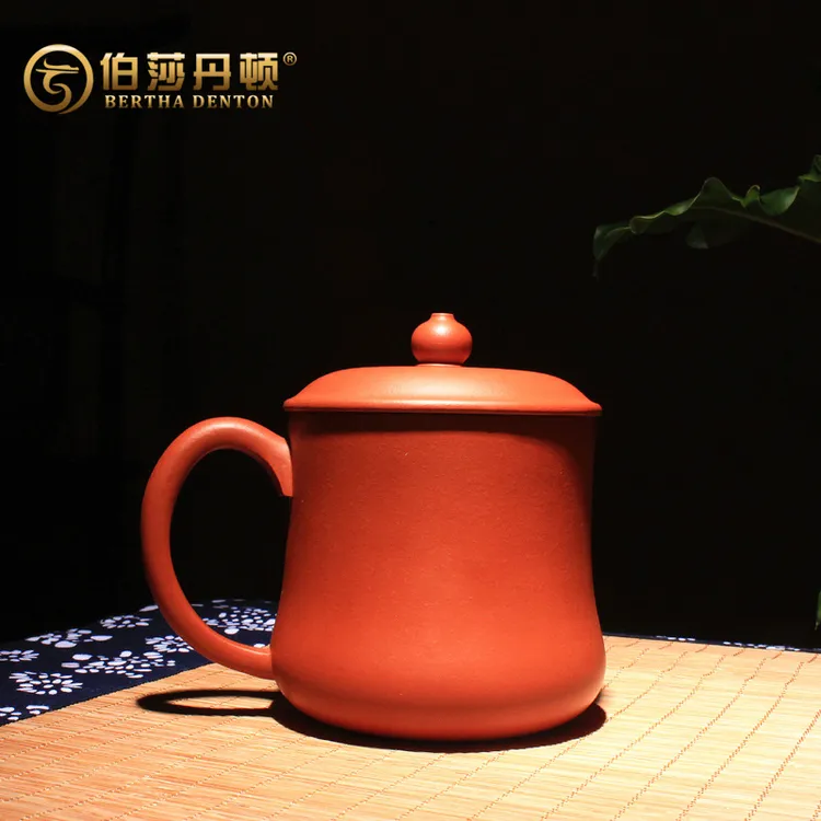 BERTHA DENTON/伯莎丹顿宜兴手工紫砂杯朱泥容玉盖杯侧把个人杯
