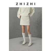 致知 荐金蕉 简约A字皮质半身裙打底不对称25秋冬新款ZZ2EWWBT014