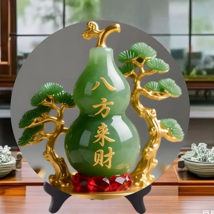 八方来财玉石画相框招财摆件家用旺宅转运桌面摆台居家玄关摆台