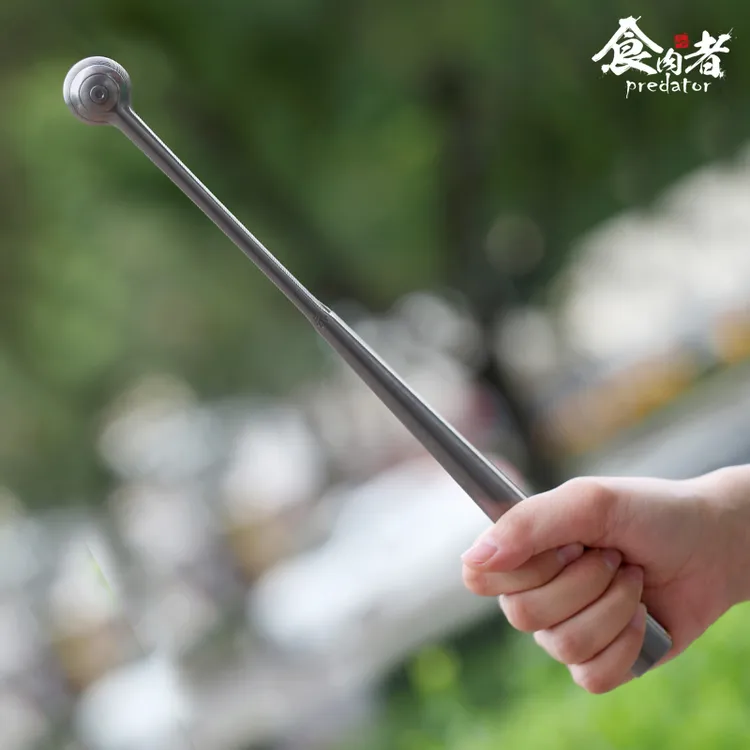 食肉者凤眼锤和尚头钛合金折扇文玩随身太极功夫金属扇防卫武术礼