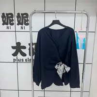 妮妮家0138秋季新品侧系带时尚设计感V领通勤女士衬衫