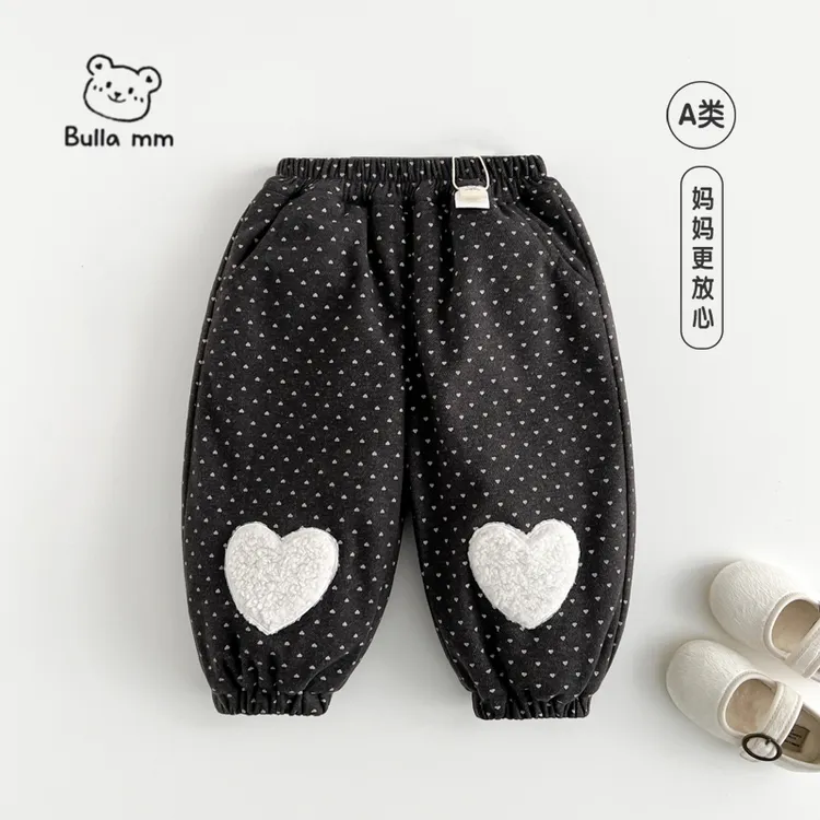 叭啦妈咪女童夹棉长裤2025冬装新款儿童洋气百搭休闲裤kkHLM5089