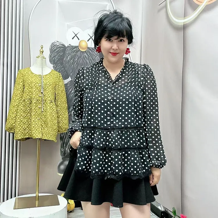 岚岚大码女装早秋新款宽松遮肉减龄百搭显瘦女神衫9030