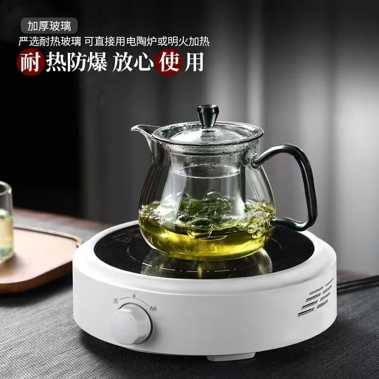 高硼硅玻璃绿茶壶家用泡茶壶日式花茶泡茶茶具耐高温加厚雨润壶
